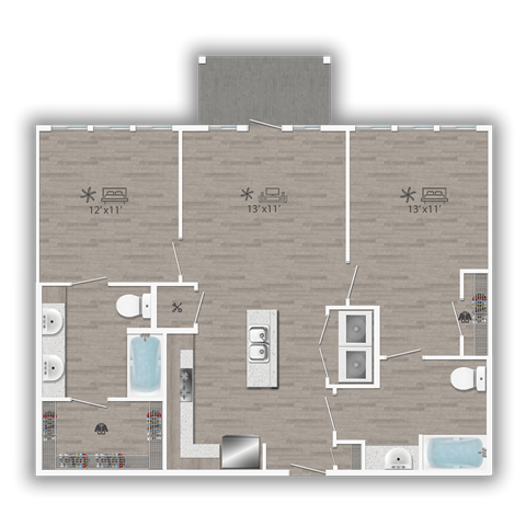 a floor plan of a room with a bedroom and a bathroom
